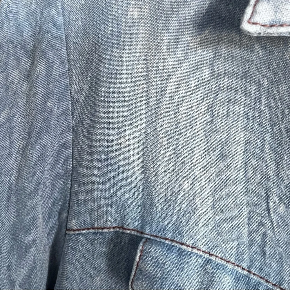 Umgee Short Denim Stonewash Dress Tiered Long Sleeve size Small - Picture 5 of 11